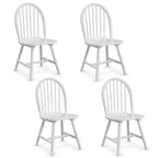 Costway Lot de 4 Chaises de Salle à Manger Vintage Windsor avec Dossier à Barreaux en Bois, pour Cuisine, Noir/Blanc