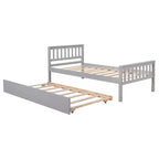 Cadre de lit plateforme en bois Whisen, taille double, avec lit gigogne, tête et pied de lit