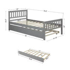 Cadre de lit plateforme en bois Whisen, taille double, avec lit gigogne, tête et pied de lit