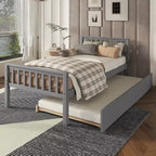 Cadre de lit plateforme en bois Whisen, taille double, avec lit gigogne, tête et pied de lit
