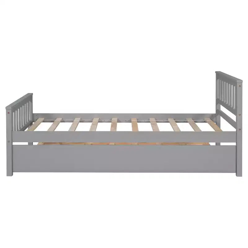 Cadre de lit plateforme en bois Whisen, taille double, avec lit gigogne, tête et pied de lit