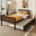 Cadre de lit plateforme en bois Whisen, taille double, avec lit gigogne, tête et pied de lit