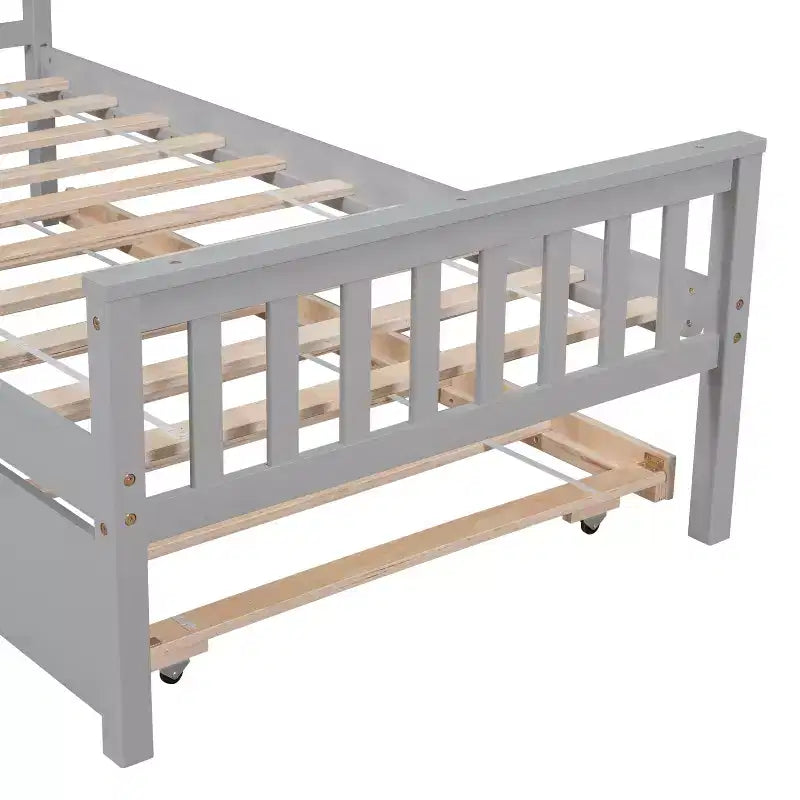 Cadre de lit plateforme en bois Whisen, taille double, avec lit gigogne, tête et pied de lit