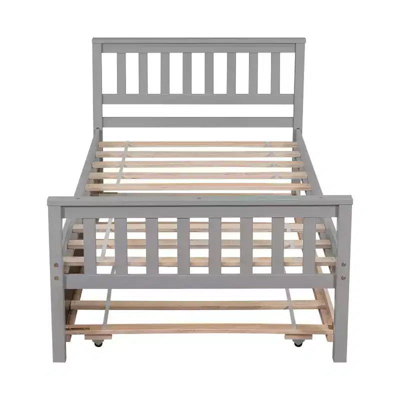 Cadre de lit plateforme en bois Whisen, taille double, avec lit gigogne, tête et pied de lit