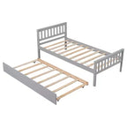 Cadre de lit plateforme en bois Whisen, taille double, avec lit gigogne, tête et pied de lit