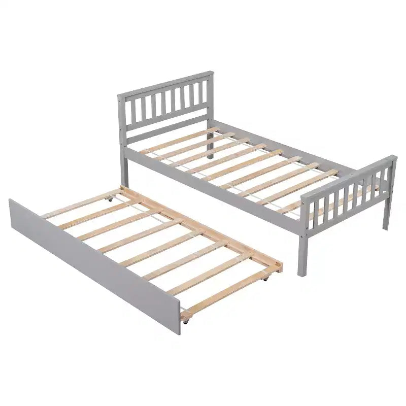 Cadre de lit plateforme en bois Whisen, taille double, avec lit gigogne, tête et pied de lit