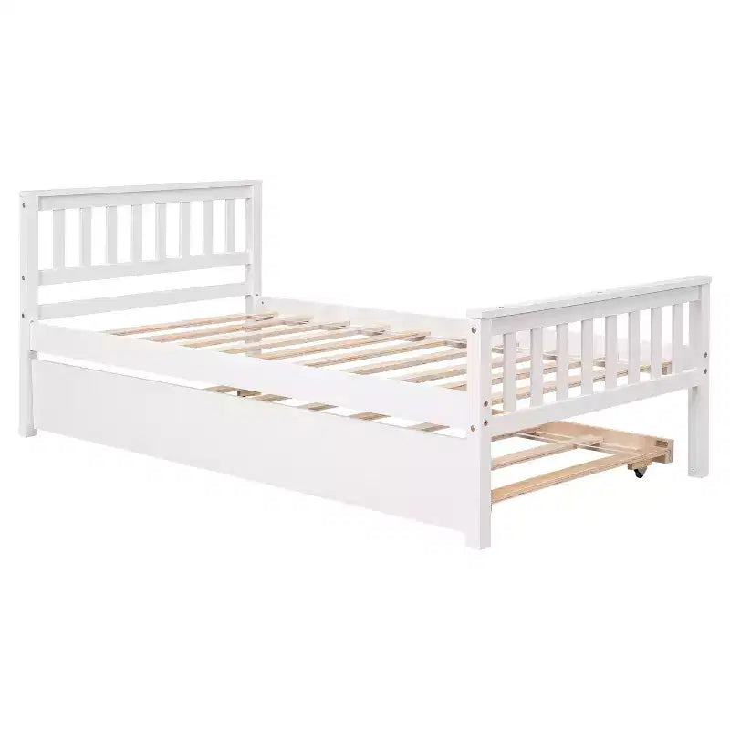 Cadre de lit plateforme en bois Whisen, taille double, avec lit gigogne, tête et pied de lit