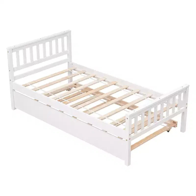 Cadre de lit plateforme en bois Whisen, taille double, avec lit gigogne, tête et pied de lit