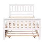 Cadre de lit plateforme en bois Whisen, taille double, avec lit gigogne, tête et pied de lit
