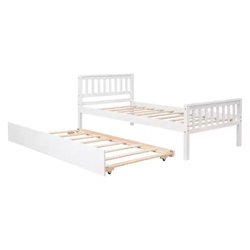 Cadre de lit plateforme en bois Whisen, taille double, avec lit gigogne, tête et pied de lit