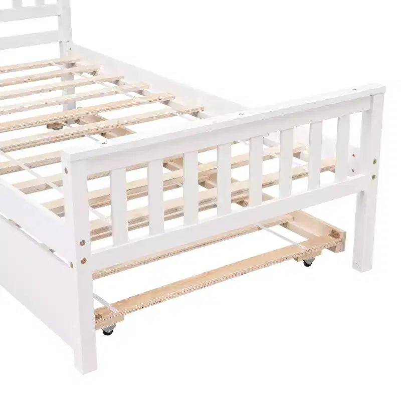 Cadre de lit plateforme en bois Whisen, taille double, avec lit gigogne, tête et pied de lit