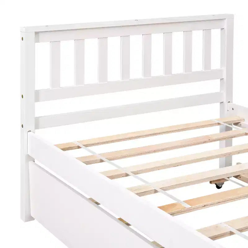 Cadre de lit plateforme en bois Whisen, taille double, avec lit gigogne, tête et pied de lit