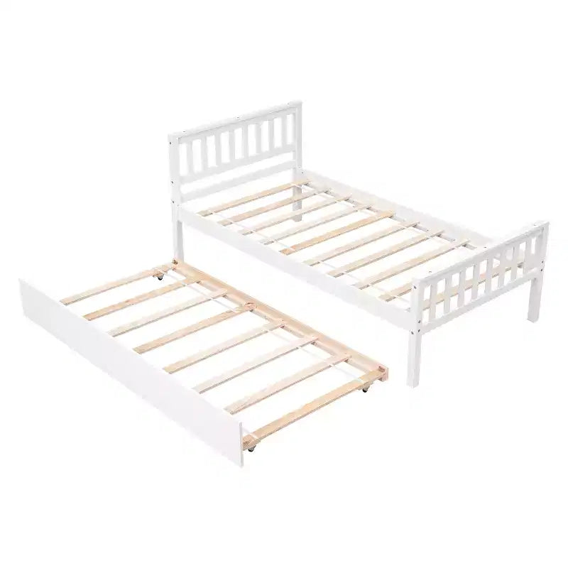 Cadre de lit plateforme en bois Whisen, taille double, avec lit gigogne, tête et pied de lit
