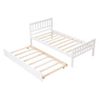Cadre de lit plateforme en bois Whisen, taille double, avec lit gigogne, tête et pied de lit