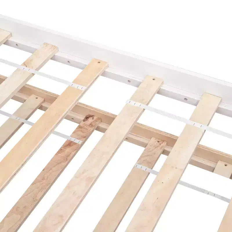 Cadre de lit plateforme en bois Whisen, taille double, avec lit gigogne, tête et pied de lit