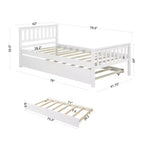 Cadre de lit plateforme en bois Whisen, taille double, avec lit gigogne, tête et pied de lit