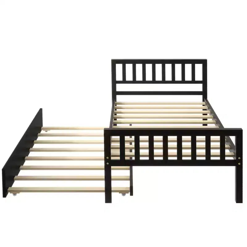 Cadre de lit plateforme en bois Whisen, taille double, avec lit gigogne, tête et pied de lit