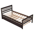 Cadre de lit plateforme en bois Whisen, taille double, avec lit gigogne, tête et pied de lit
