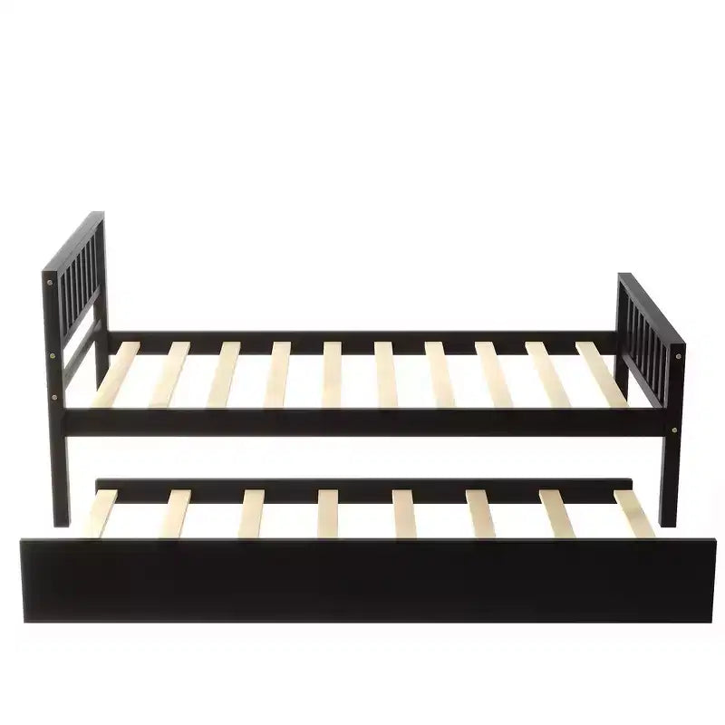 Cadre de lit plateforme en bois Whisen, taille double, avec lit gigogne, tête et pied de lit