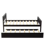 Cadre de lit plateforme en bois Whisen, taille double, avec lit gigogne, tête et pied de lit