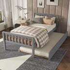 Cadre de lit plateforme en bois Whisen, taille double, avec lit gigogne, tête et pied de lit