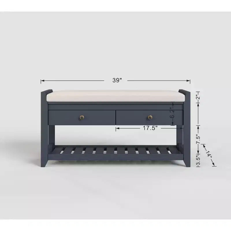 Tree City - Banc d'entrée 2-en-1 avec coussin et meuble à chaussures de rangement, 99 cm