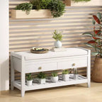 Tree City - Banc d'entrée 2-en-1 avec coussin et meuble à chaussures de rangement, 99 cm