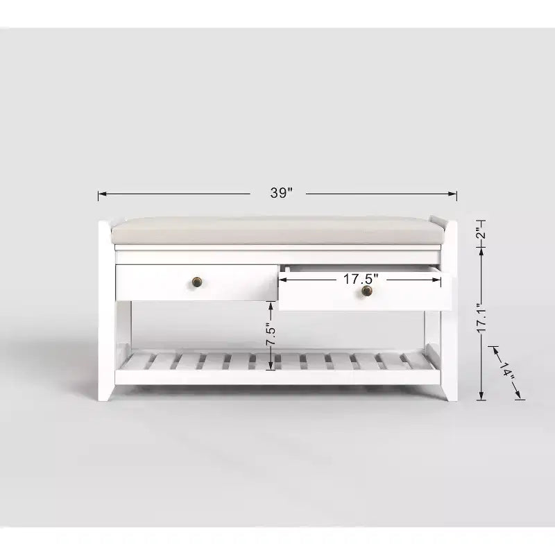 Tree City - Banc d'entrée 2-en-1 avec coussin et meuble à chaussures de rangement, 99 cm
