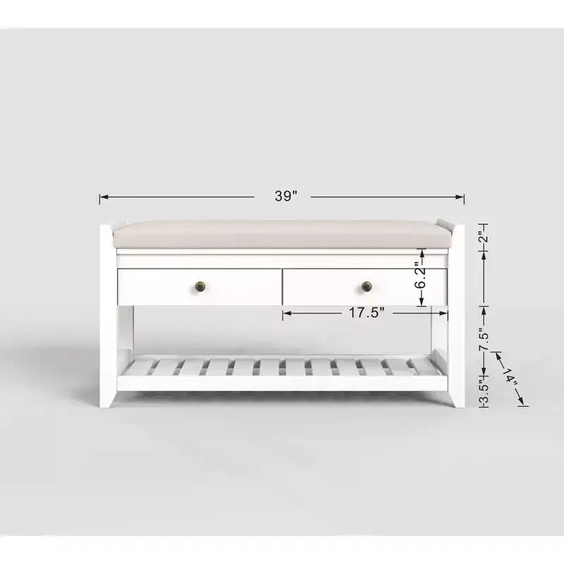 Tree City - Banc d'entrée 2-en-1 avec coussin et meuble à chaussures de rangement, 99 cm