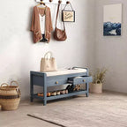 Tree City - Banc d'entrée 2-en-1 avec coussin et meuble à chaussures de rangement, 99 cm