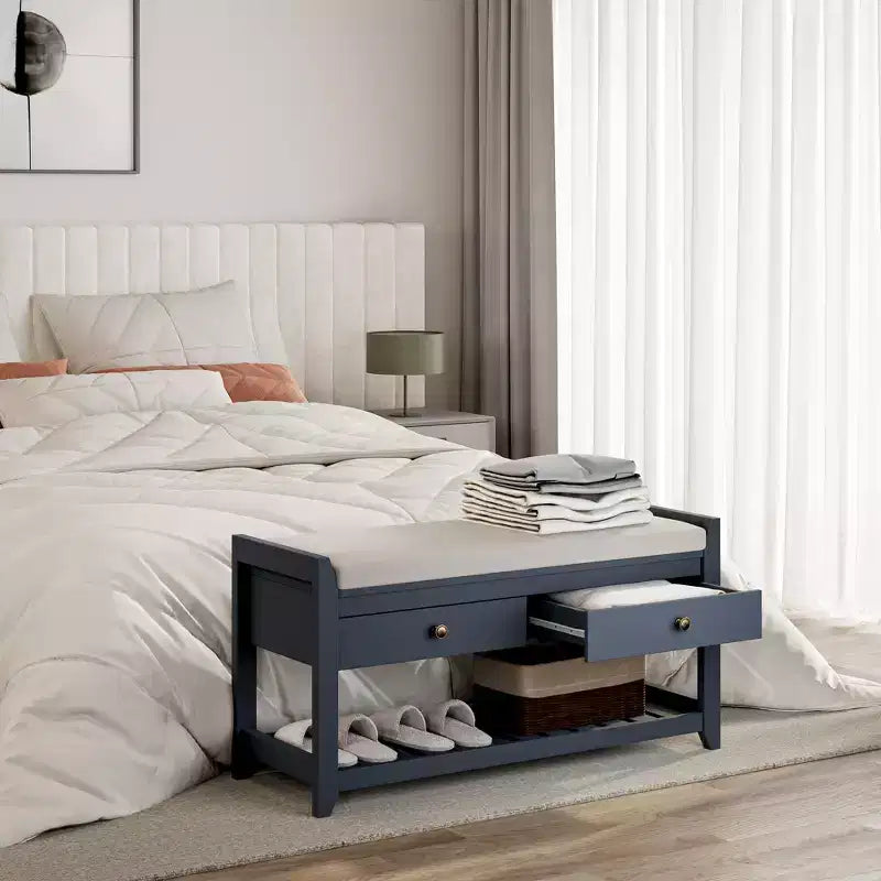 Tree City - Banc d'entrée 2-en-1 avec coussin et meuble à chaussures de rangement, 99 cm