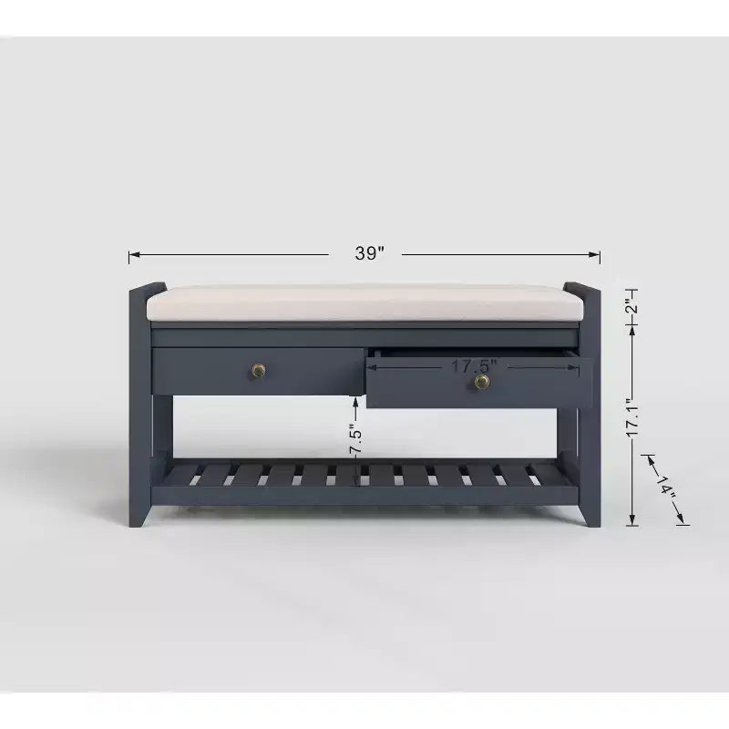 Tree City - Banc d'entrée 2-en-1 avec coussin et meuble à chaussures de rangement, 99 cm
