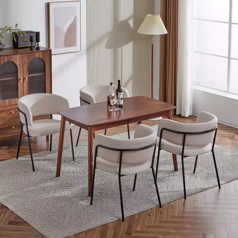 Chaises de salle à manger modernes rembourrées Christopher Knight Home Nest avec structure en métal (Lot de 4)