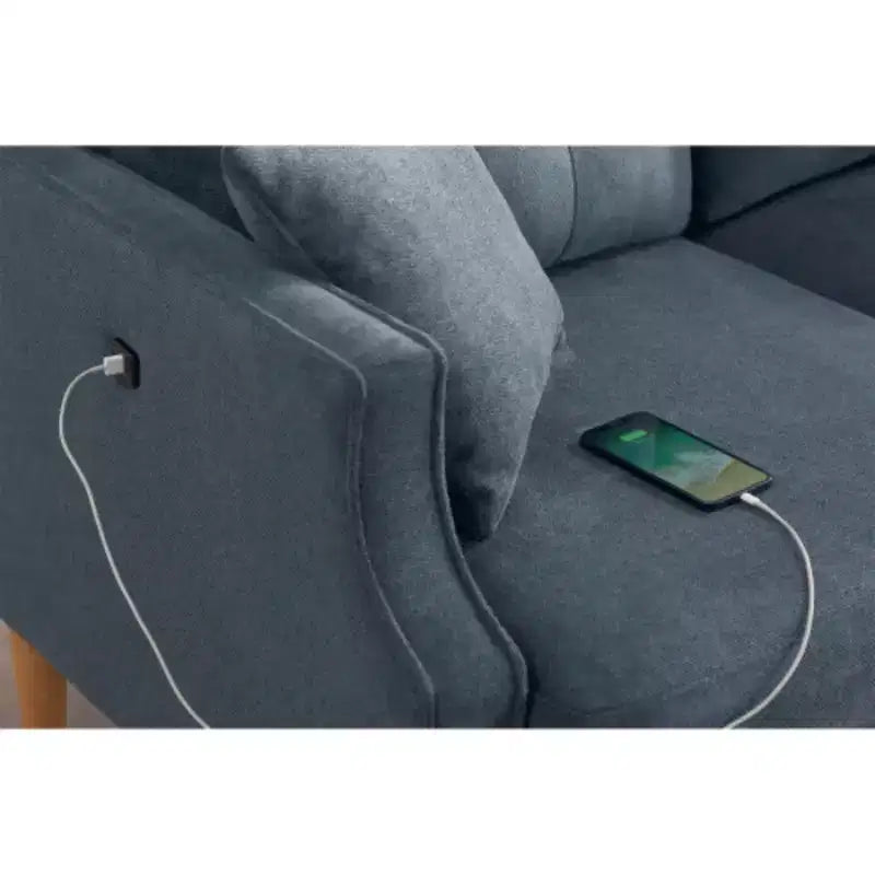 Canapé double en polyester imperméable avec chargement USB pratique