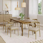 Ensemble de salle à manger 7 pièces Christopher Knight Home Aubrietta avec table extensible et chaises rembourrées, lin/naturel