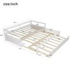 Lit de repos Whisen en bois avec lit gigogne, cadre de lit de repos extensible de taille jumelle à grand lit