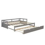 Lit de repos Whisen en bois avec lit gigogne, cadre de lit de repos extensible de taille jumelle à grand lit