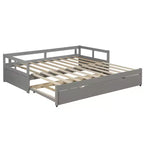 Lit de repos Whisen en bois avec lit gigogne, cadre de lit de repos extensible de taille jumelle à grand lit