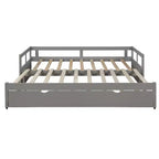 Lit de repos Whisen en bois avec lit gigogne, cadre de lit de repos extensible de taille jumelle à grand lit