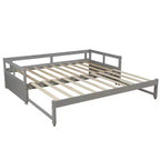 Lit de repos Whisen en bois avec lit gigogne, cadre de lit de repos extensible de taille jumelle à grand lit