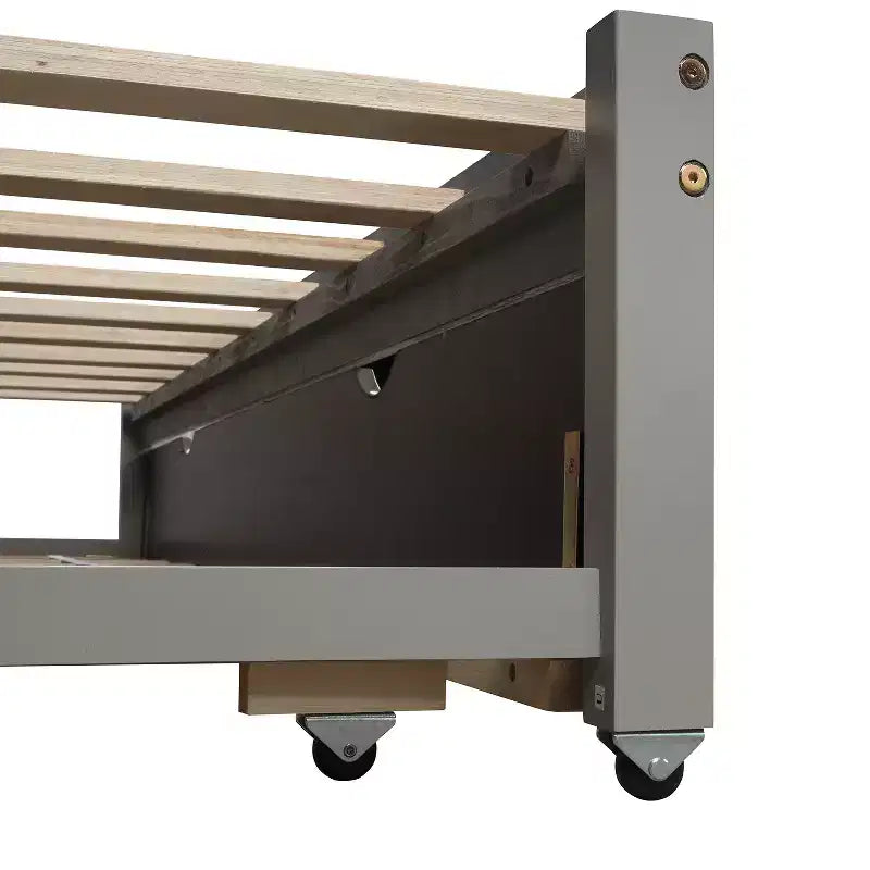 Lit de repos Whisen en bois avec lit gigogne, cadre de lit de repos extensible de taille jumelle à grand lit