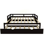Lit de repos Whisen en bois avec lit gigogne, cadre de lit de repos extensible de taille jumelle à grand lit