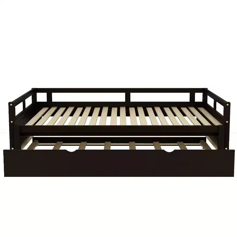Lit de repos Whisen en bois avec lit gigogne, cadre de lit de repos extensible de taille jumelle à grand lit