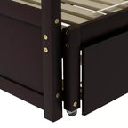 Lit de repos Whisen en bois avec lit gigogne, cadre de lit de repos extensible de taille jumelle à grand lit