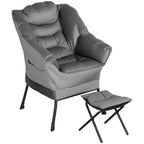 HOMCOM Fauteuil relax avec ottoman, Fauteuil de salon rembourré en tissu avec accoudoirs et poches latérales