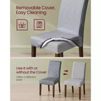 VASAGLE Chaises de Salle à Manger, Lot de 2 Chaises, Chaises Parsons, Assise Épaisse, Housse en Tissu Amovible, Dossier Haut, 58 x 48 x 100 cm