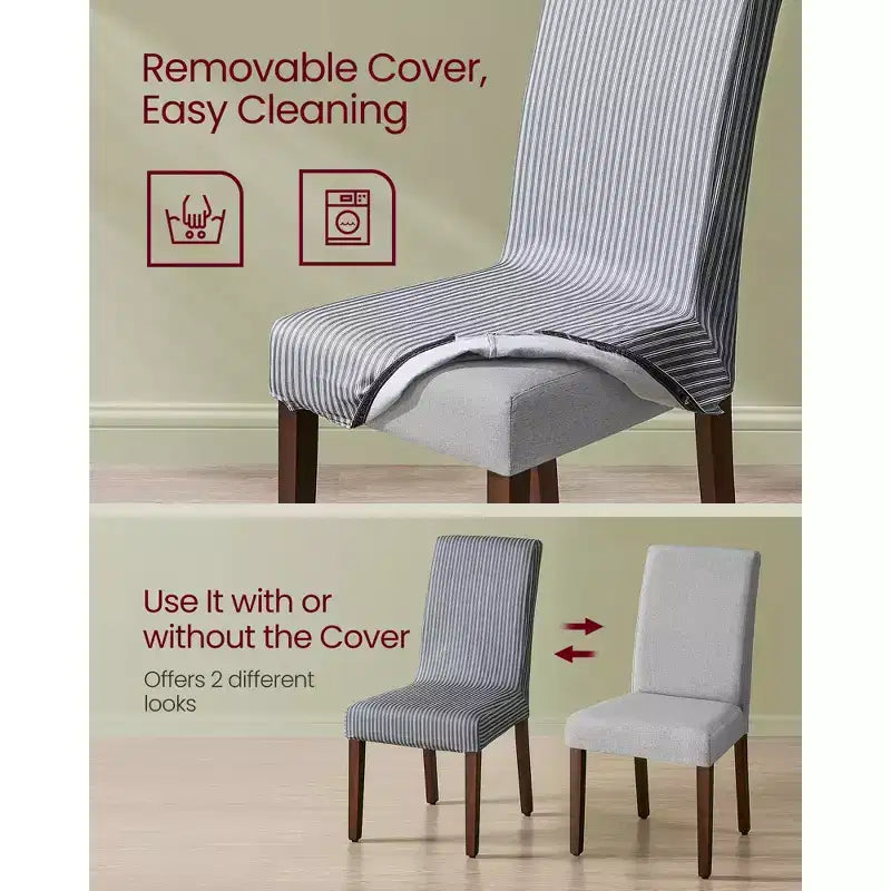 VASAGLE Chaises de Salle à Manger, Lot de 2 Chaises, Chaises Parsons, Assise Épaisse, Housse en Tissu Amovible, Dossier Haut, 58 x 48 x 100 cm