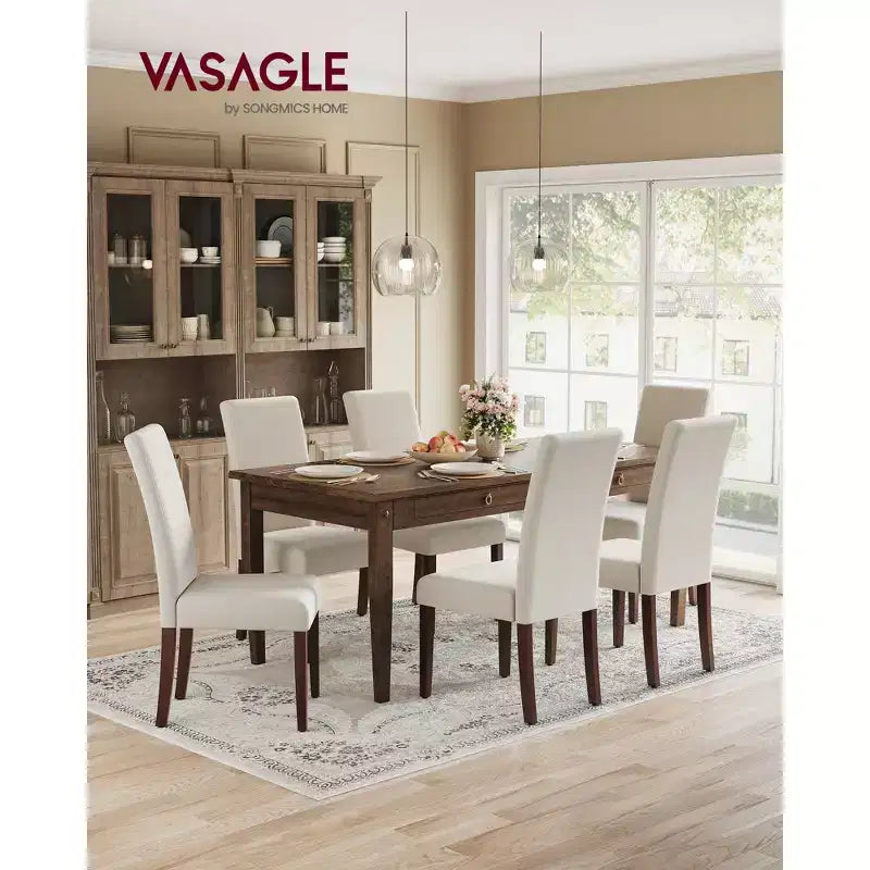 VASAGLE Chaises de Salle à Manger, Lot de 2 Chaises, Chaises Parsons, Assise Épaisse, Housse en Tissu Amovible, Dossier Haut, 58 x 48 x 100 cm