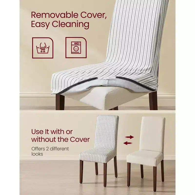 VASAGLE Chaises de Salle à Manger, Lot de 2 Chaises, Chaises Parsons, Assise Épaisse, Housse en Tissu Amovible, Dossier Haut, 58 x 48 x 100 cm