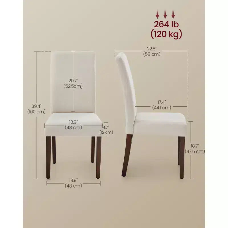 VASAGLE Chaises de Salle à Manger, Lot de 2 Chaises, Chaises Parsons, Assise Épaisse, Housse en Tissu Amovible, Dossier Haut, 58 x 48 x 100 cm